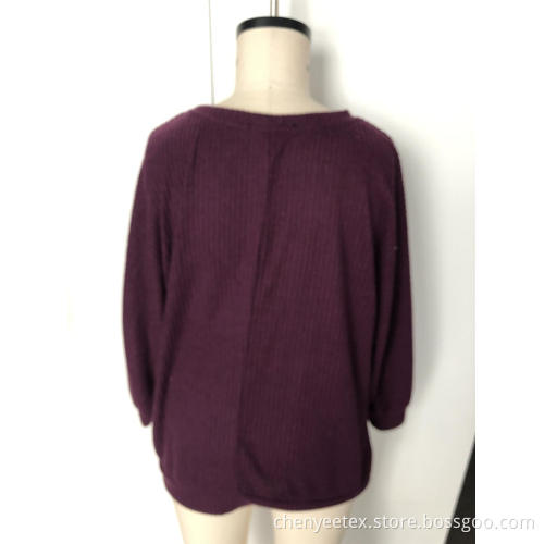 Knit stripe round neck sweater